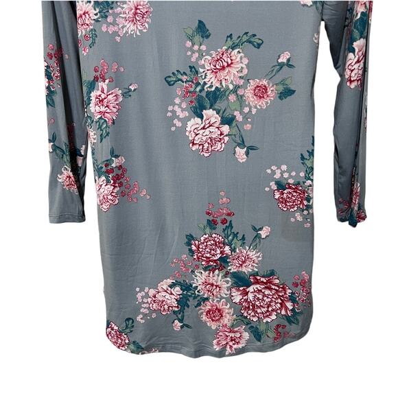 FLORA NIKROOZ WOMENS SIZE MEDIUM JADE SLEEP SHIRT NIGHTGOWN FLORAL PRINT GRAY - Picture 8 of 12